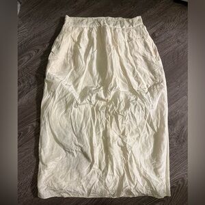Vintage Royal Silk Cotton Blend Midi Cream Skirt